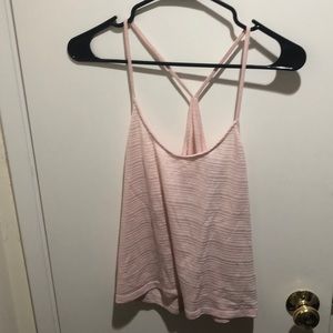 Blush pink tank top with textures stripes